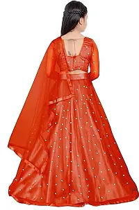 Femisha Creation Girl's Net Semi-Stitched Lehenga Choli Width Dupatta (7-8 Years, Red)-thumb1