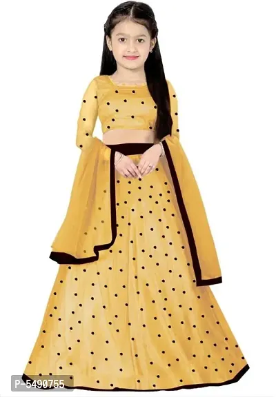 Femisha Creation Yellow Net Embroidered Girls Traditional Semi Stitched Lehenga Choli_(Comfortable To 3-15 Years Girls)_Free Size-thumb0