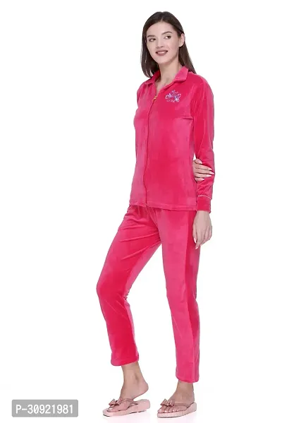 Cushybee Women  Pink/Zipper Night Suit-thumb5