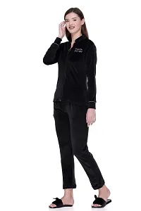 Cushybee Women  Black/Zipper Velvet Night Suit-thumb1