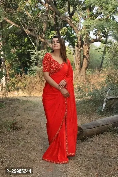 Elegant Velvet Embroidered Saree With Blouse Piece-thumb0