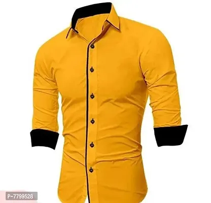 Yellow Blue Single Button Men Shirt-thumb0