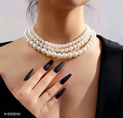 3 Layer Pearl Necklace choker-thumb0