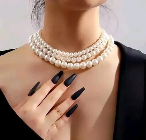 3 Layer Pearl Necklace choker