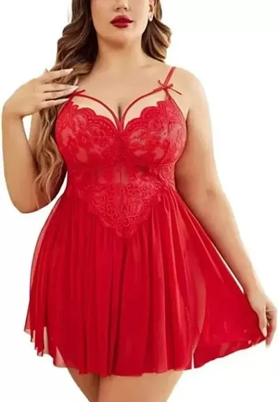 Plus Size Lace Babydoll Night Dress For Women