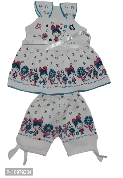 Baby Girl Flower Printed Festive/Party Knee Length Off-Shoulder Cap sleeve Top and Skirt Set-thumb0