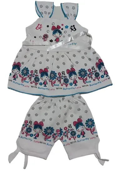 Baby Girl Flower Printed Festive/Party Knee Length Off-Shoulder Cap sleeve Top and Skirt Set