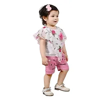 Teen Hug Baby Girls Party Festive Top  Shorts sets cotton blend top and denim shorts (Size 6 Months up to 2Years)-thumb1