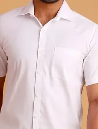 White Khadi Cotton Shirts For Men Half Sleeves-thumb1