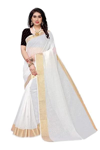 Trending Cotton Silk Saree with Blouse piece 