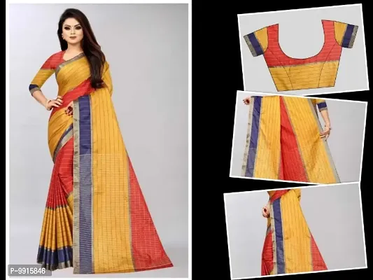 Beautiful Silk Cotton Zari Saree with Blouse piece