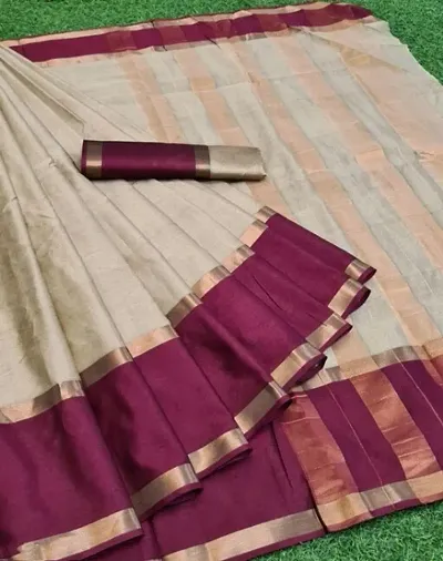 Classic Cotton Silk Jacquard Sarees with Blouse piece