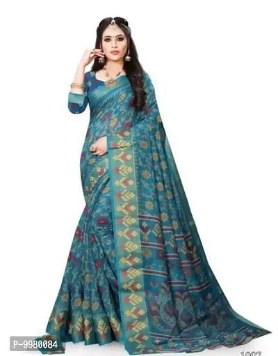 Classic Cotton Silk Printed Saree with Blouse piece-thumb0