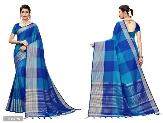 Classic Cotton Silk Checked Saree with Blouse piece-thumb0