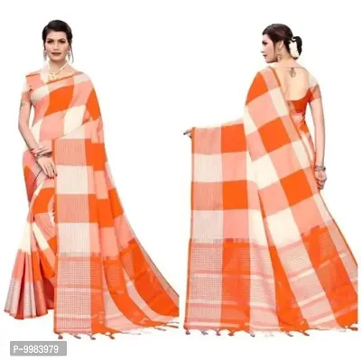 Classic Cotton Silk Checked Saree with Blouse piece-thumb0