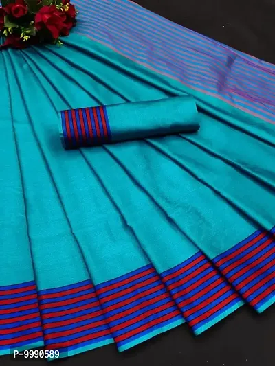 Classic Art Silk Striped Saree with Blouse piece-thumb0