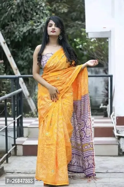 Aagam Drishya Cotton Silk Saree with Blouse piece For Women