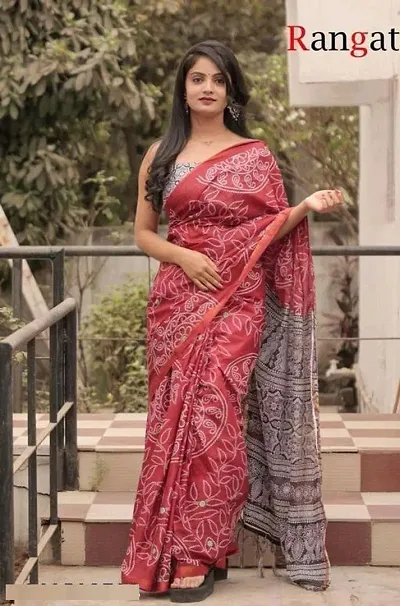 Stylish Cotton Woven Design Sarees With Blouse Piece