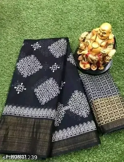 New Trendy Cotton Printed Saree with Blouse piece-thumb0
