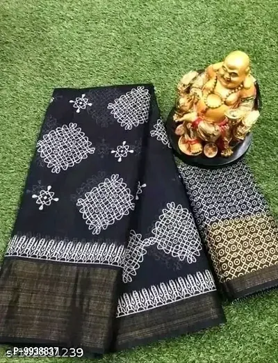 New Trendy Cotton Printed Saree with Blouse piece