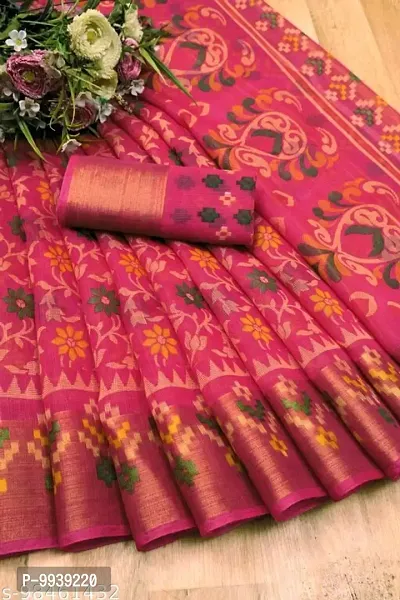 New Trendy Cotton Printed Saree with Blouse piece