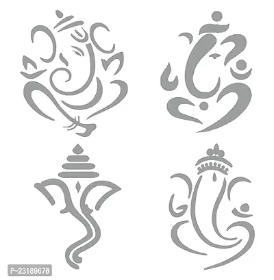 iDesign Vinyl Lord Ganesh Car Bike Vehicles Sticker Silver-thumb0