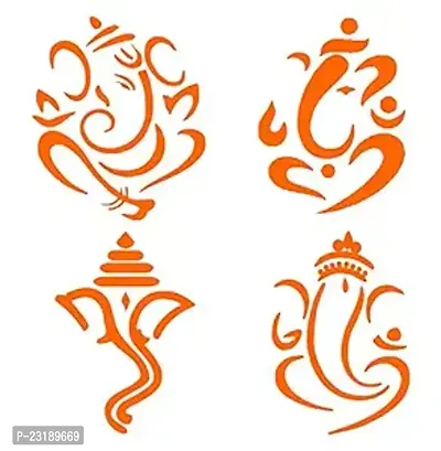 iDesign Orange Lord Ganesh Sticker for Car Scooter and Bikes