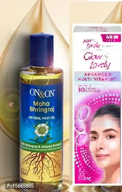 OnOn Maha Bhringraj Herbal Hair Oil 200 MlGlowLovely 25gm face Cream-thumb0