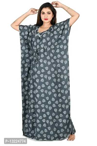 Goodpoint Rayon Kaftan Nighty (Free Size, Grey 2)-thumb2