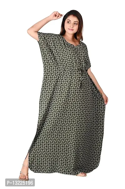 Goodpoint Stylish Women Kaftan Nighty (Free Size, Bottle Green)-thumb2