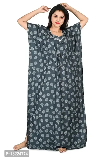 Goodpoint Rayon Kaftan Nighty (Free Size, Grey 2)-thumb0