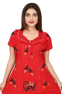 Goodpoint Stylish Women Cotton Nighty (Free Size, Red02)-thumb1