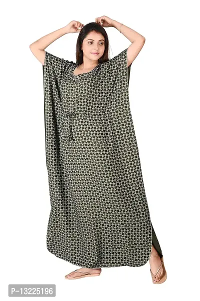 Goodpoint Stylish Women Kaftan Nighty (Free Size, Bottle Green)-thumb3