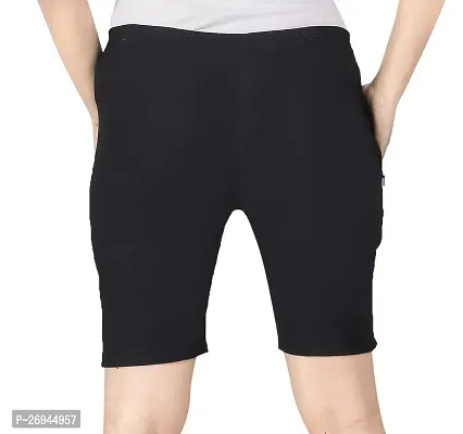 Black Colour Lycra Short Zip Pocket Women Shorts-thumb2
