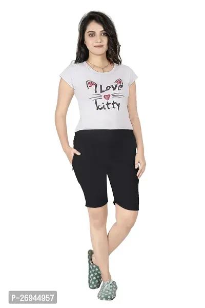 Black Colour Lycra Short Zip Pocket Women Shorts-thumb3