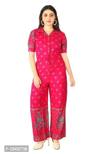 Stylish Pink Rayon Jumpsuits For Women-thumb0