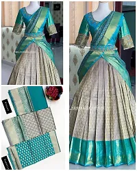 Stylish Blue Banarasi Silk Un-stitched Lehenga Choli Set For Women-thumb3