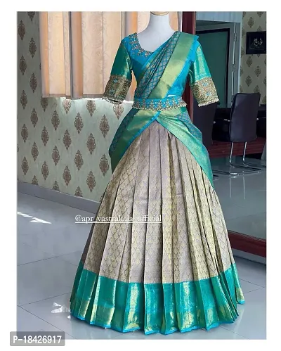 Stylish Blue Banarasi Silk Un-stitched Lehenga Choli Set For Women