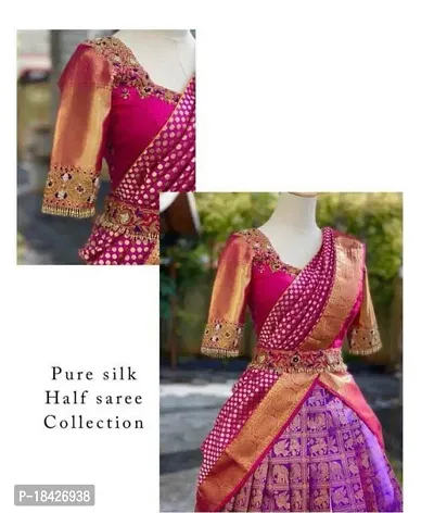 Stylish Multicoloured Banarasi Silk Un-stitched Lehenga Choli Set For Women-thumb4