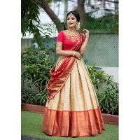 Stylish Multicoloured Banarasi Silk Un-stitched Lehenga Choli Set For Women-thumb2
