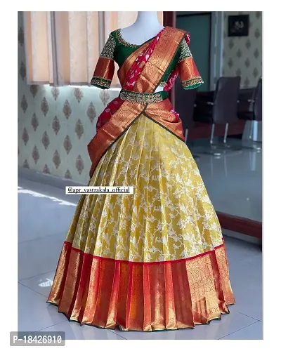 Stylish Multicoloured Banarasi Silk Un-stitched Lehenga Choli Set For Women-thumb0