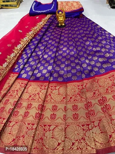 Stylish Multicoloured Banarasi Silk Un-stitched Lehenga Choli Set For Women-thumb2