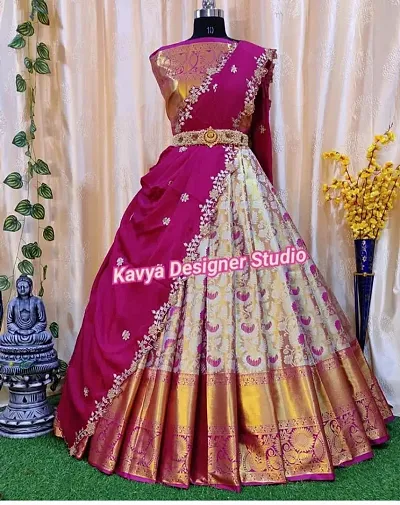 Classic Silk Embellished Lehenga Cholis For Women With Dupatta