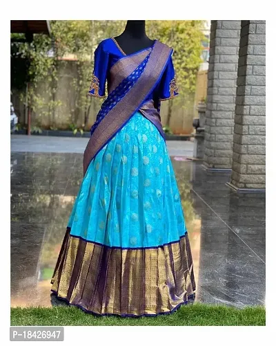 Stylish Blue Banarasi Silk Un-stitched Lehenga Choli Set For Women