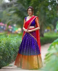 Stylish Multicoloured Banarasi Silk Un-stitched Lehenga Choli Set For Women-thumb2