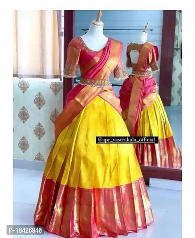 Stylish Multicoloured Banarasi Silk Un-stitched Lehenga Choli Set For Women