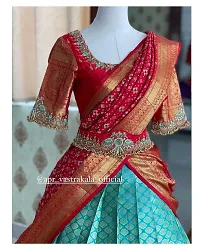 Stylish Multicoloured Banarasi Silk Un-stitched Lehenga Choli Set For Women-thumb2