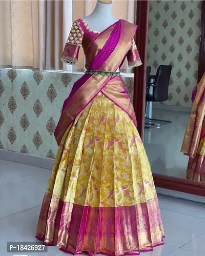 Stylish Multicoloured Banarasi Silk Un-stitched Lehenga Choli Set For Women-thumb0