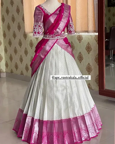 Jacquard Beautiful Semi Stitched Lehenga For Women