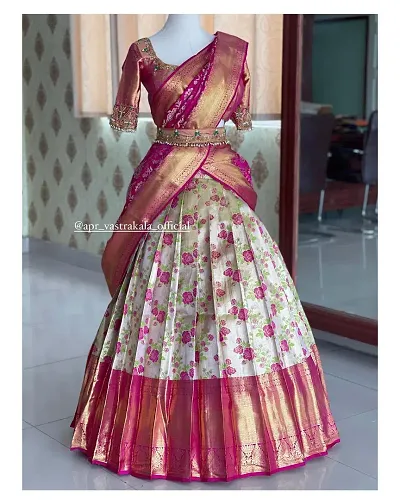 Stylish Banarasi Silk Un-stitched Lehenga Choli Set For Women